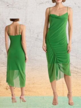 All Saints Ulla Ruched Mesh Midi Slip-dress NWT $198